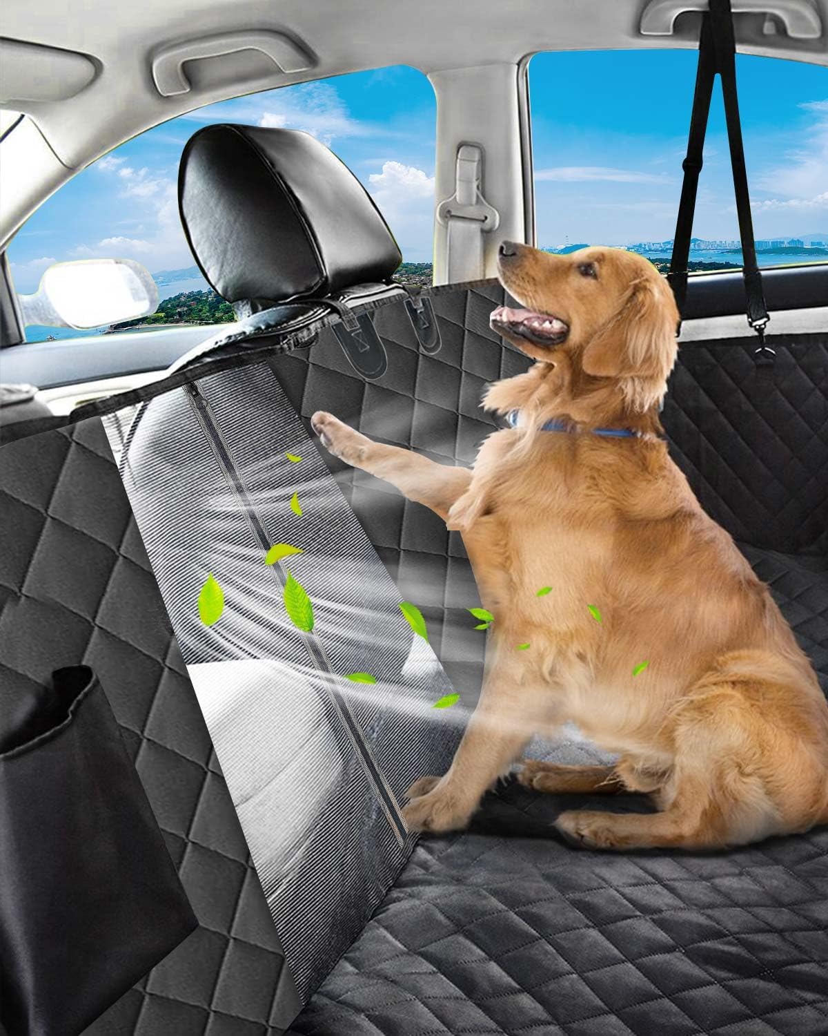 Signature Waterproof Dog Car Seat Cover β Heavy-Duty, Scratch-Resistant, Non-Slip Travel Hammock with Side Flaps & Safety Belt for Back Seat Protection
