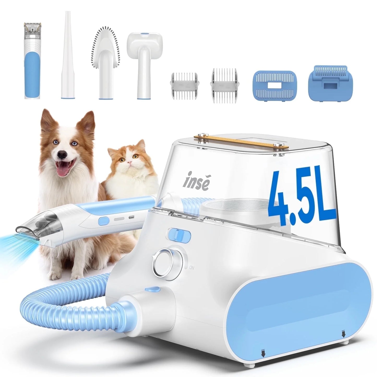 5-in-1 Smart Pet Grooming Vacuum Kit – Ultra-Quiet 4.5L Cleaner for Shedding, Trimming & Styling Dogs & Cat