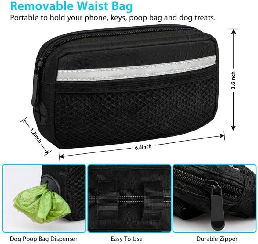 Hands-Free Running & Hiking Dog Leash with waist pouch & Shock-Absorbing Bungees — for Medium & Large Dogs (Single/Double dog options • Pink/Blue)