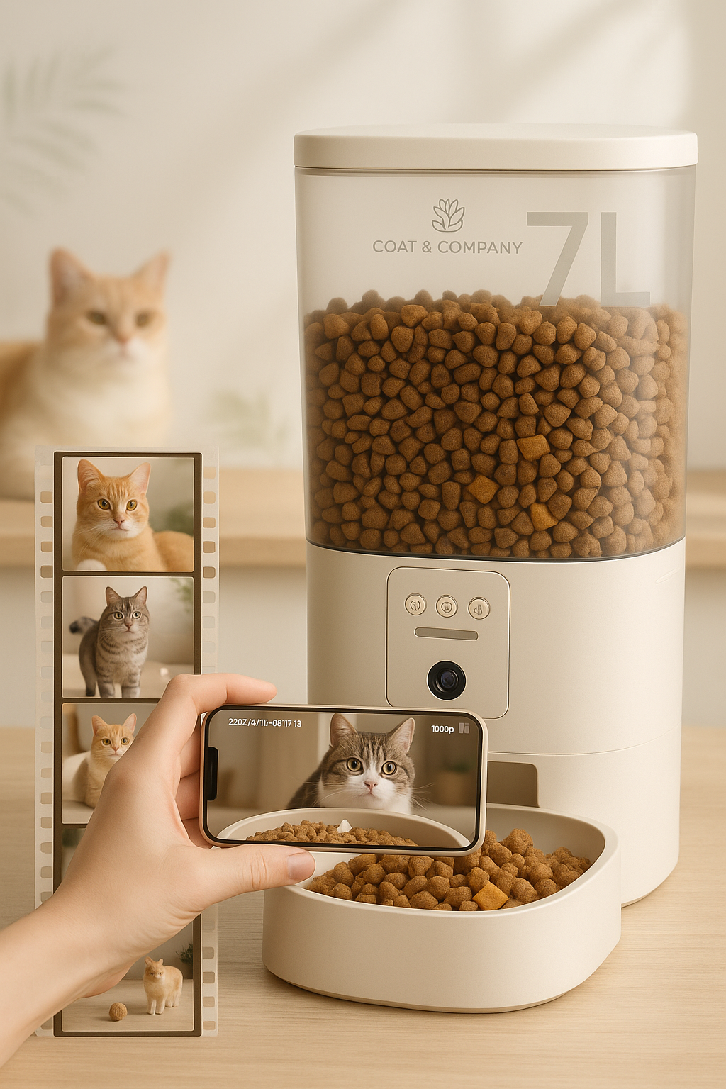 Smart Automatic Feeder with 2K Camera & Night Vision – 5G WiFi Connectivity & 7L Large Capacity for Multiple Pets – Easy Clean Design