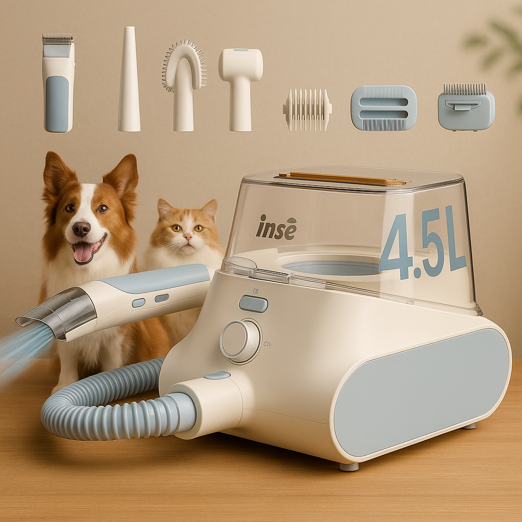 5-in-1 Smart Pet Grooming Vacuum Kit – Ultra-Quiet 4.5L Cleaner for Shedding, Trimming & Styling Dogs & Cat
