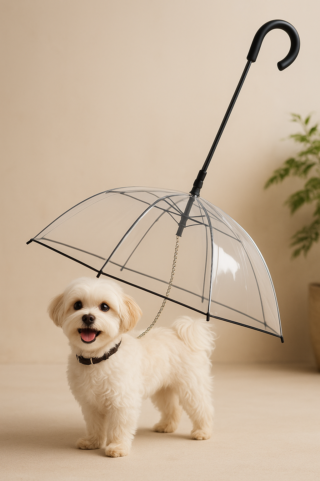 Transparent Small-Dog Umbrella Leash — Keep Petite Breeds Dry on Rainy Walks