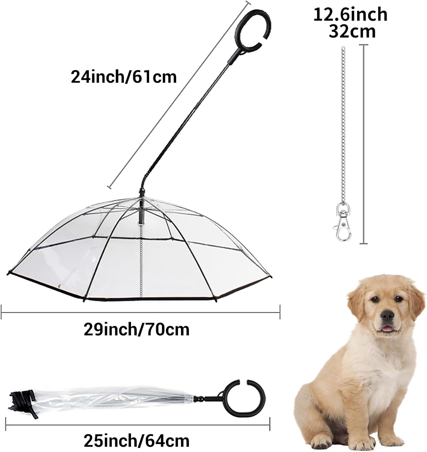 Transparent Small-Dog Umbrella Leash — Keep Petite Breeds Dry on Rainy Walks