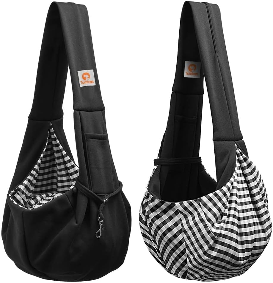 Signature Small Dog Sling Carrier  – Hands-Free Travel Tote with Classic Pocket & Adjustable Strap for Pets 3–10 lbs