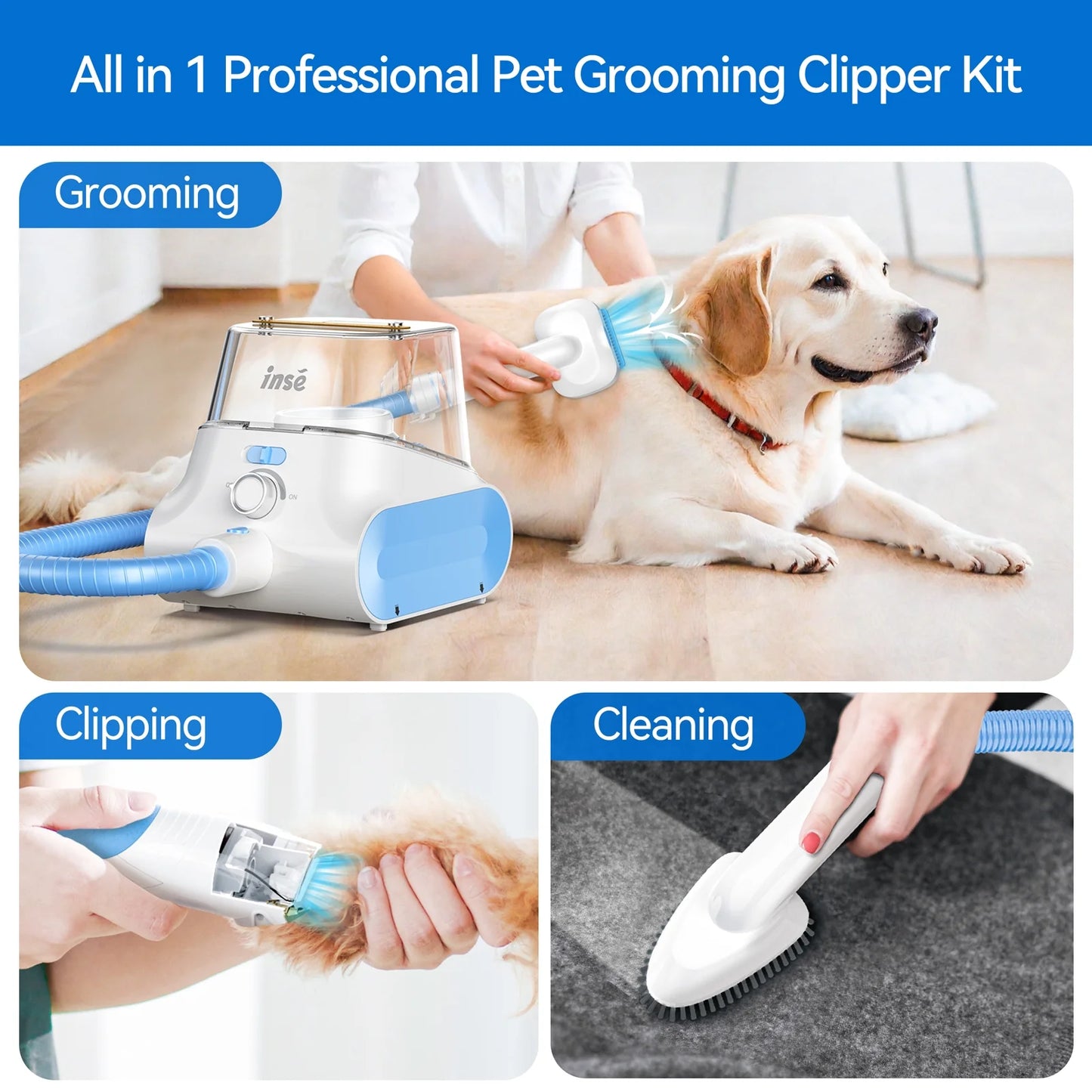 5-in-1 Smart Pet Grooming Vacuum Kit – Ultra-Quiet 4.5L Cleaner for Shedding, Trimming & Styling Dogs & Cat