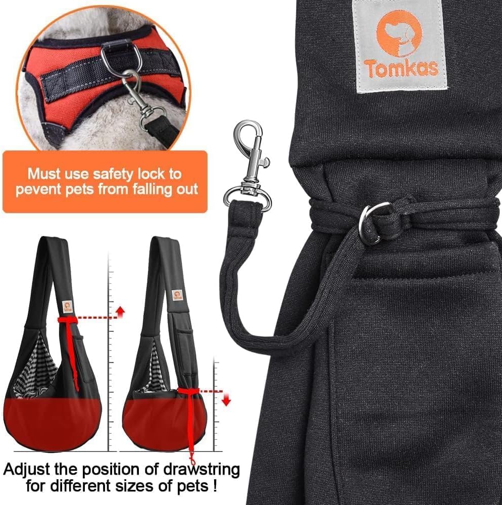 Signature Small Dog Sling Carrier  – Hands-Free Travel Tote with Classic Pocket & Adjustable Strap for Pets 3–10 lbs