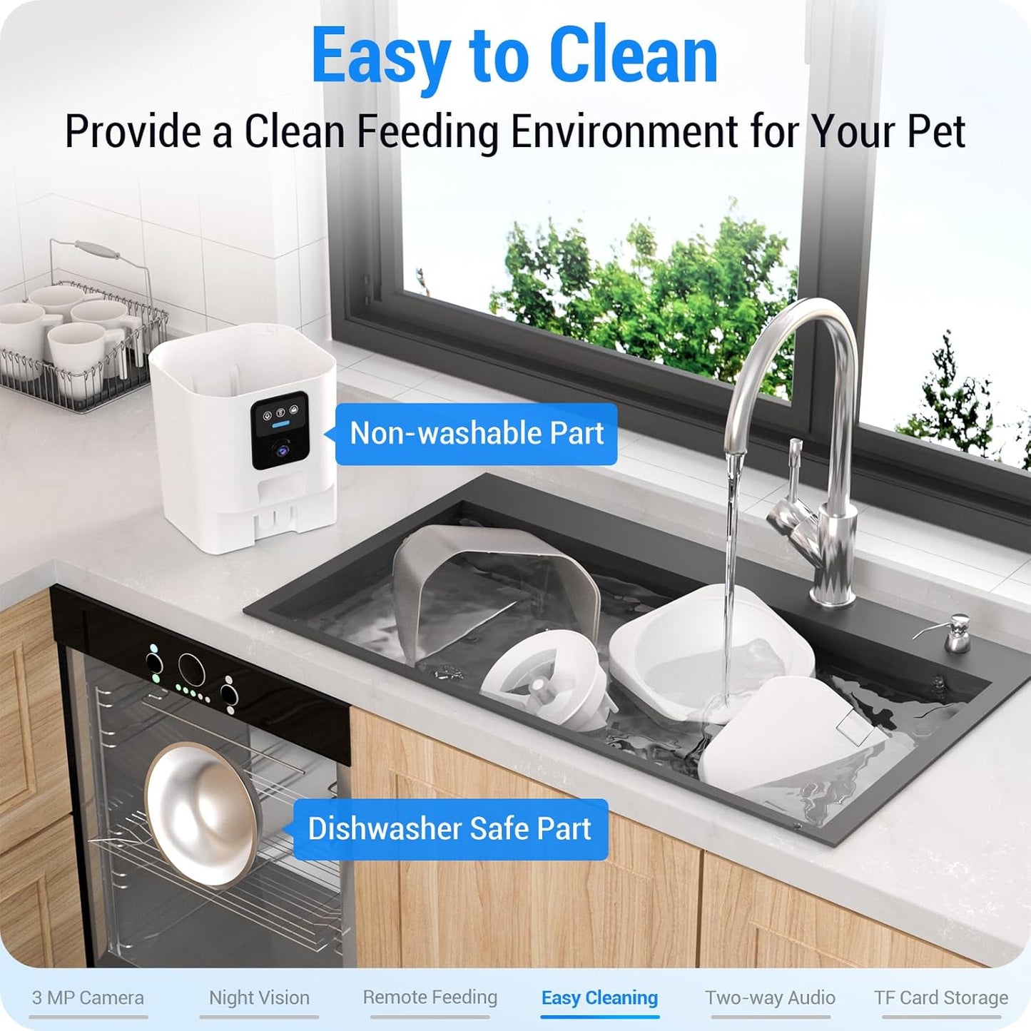 Smart Automatic Feeder with 2K Camera & Night Vision – 5G WiFi Connectivity & 7L Large Capacity for Multiple Pets – Easy Clean Design 