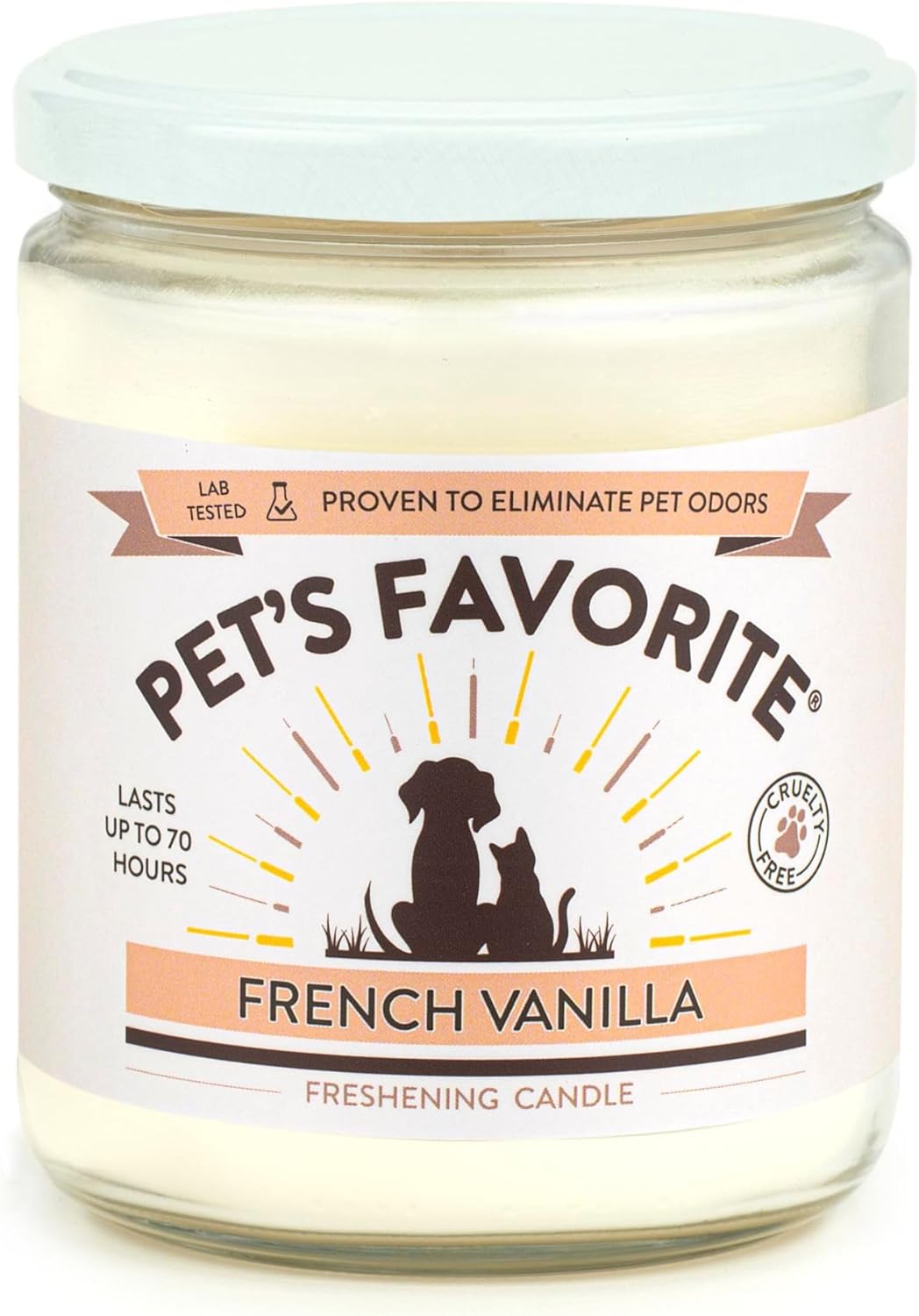 Pet Odor Candle Collection – Clean Burning, Long Lasting Candles (Very Berry, Lemon Zest, French Vanilla, Clean Laundry, Calming Lavender) 70 Hour Burn Time