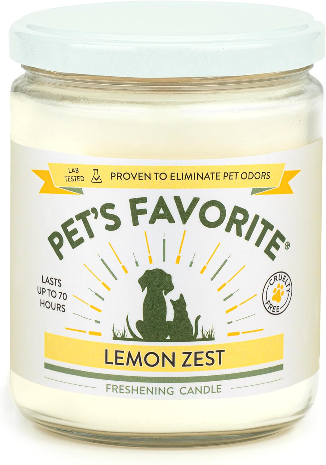 Pet Odor Candle Collection – Clean Burning, Long Lasting Candles (Very Berry, Lemon Zest, French Vanilla, Clean Laundry, Calming Lavender) 70 Hour Burn Time
