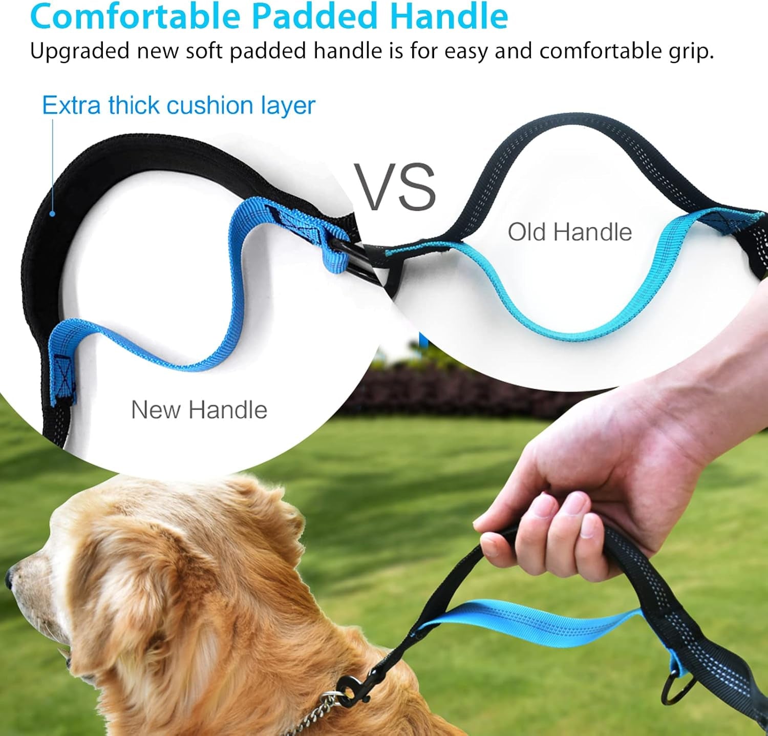 Hands-Free Running & Hiking Dog Leash with waist pouch & Shock-Absorbing Bungees — for Medium & Large Dogs (Single/Double dog options • Pink/Blue)