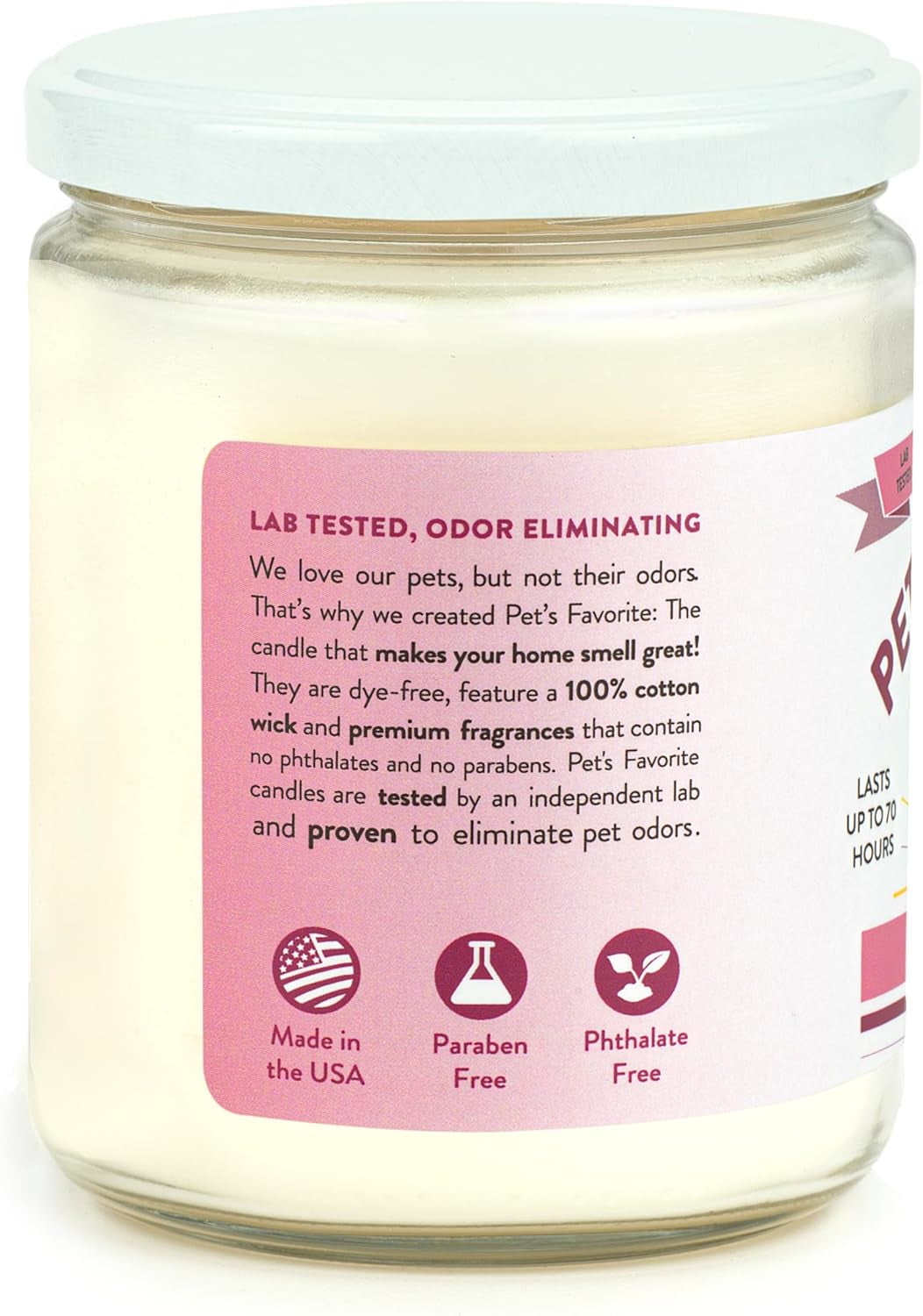Pet Odor Candle Collection – Clean Burning, Long Lasting Candles (Very Berry, Lemon Zest, French Vanilla, Clean Laundry, Calming Lavender) 70 Hour Burn Time