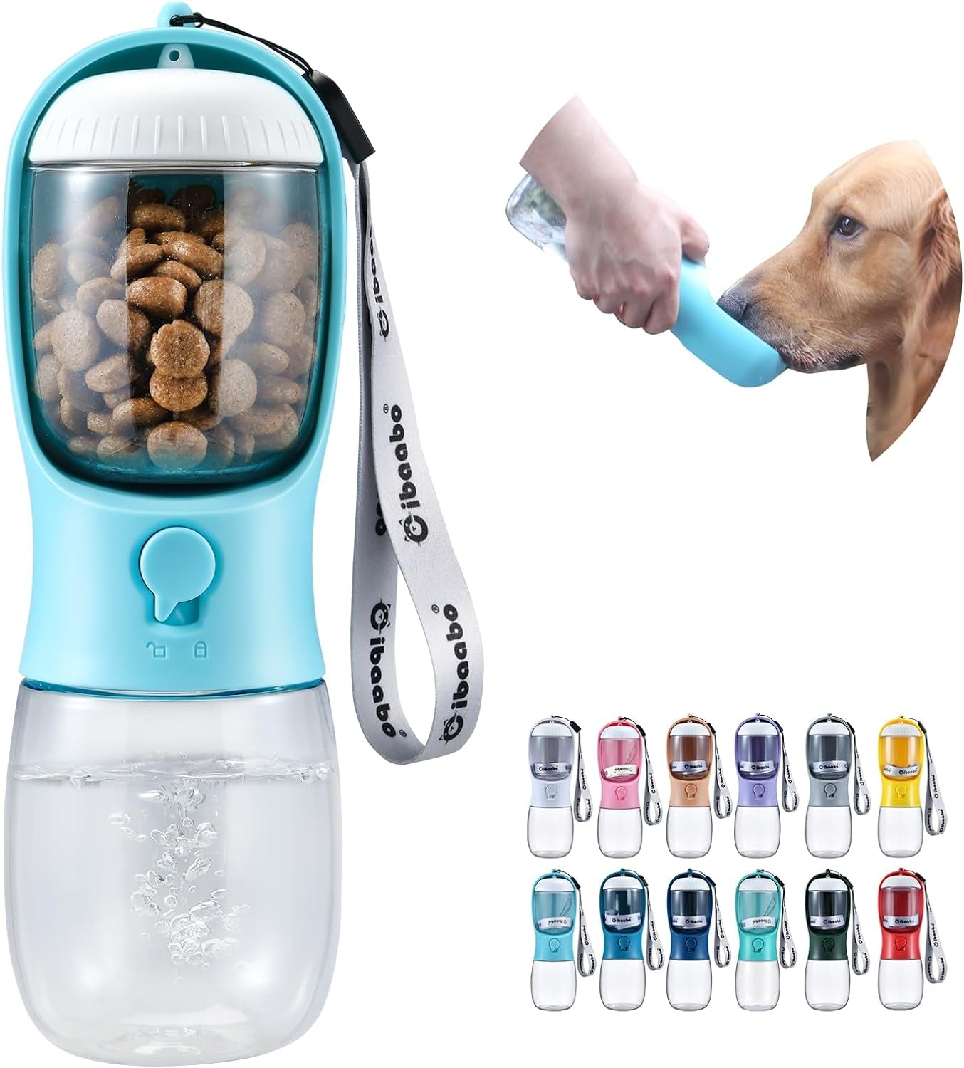Portable Dog Water Bottle with Food Container – Travel-Friendly Hydration & Feeding Solution for Pets